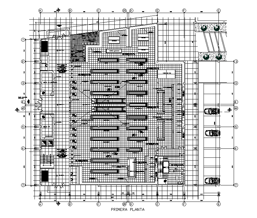 52X52 Meter Shopping Mall Ground Floor Plan AutoCAD Drawing Download ...