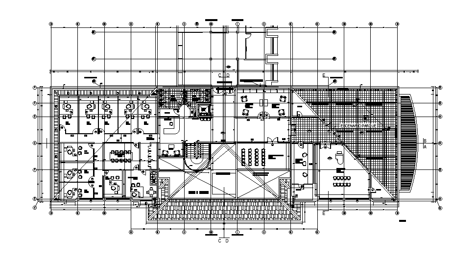 52x17m architecture office plan is given in this Autocad drawing file ...