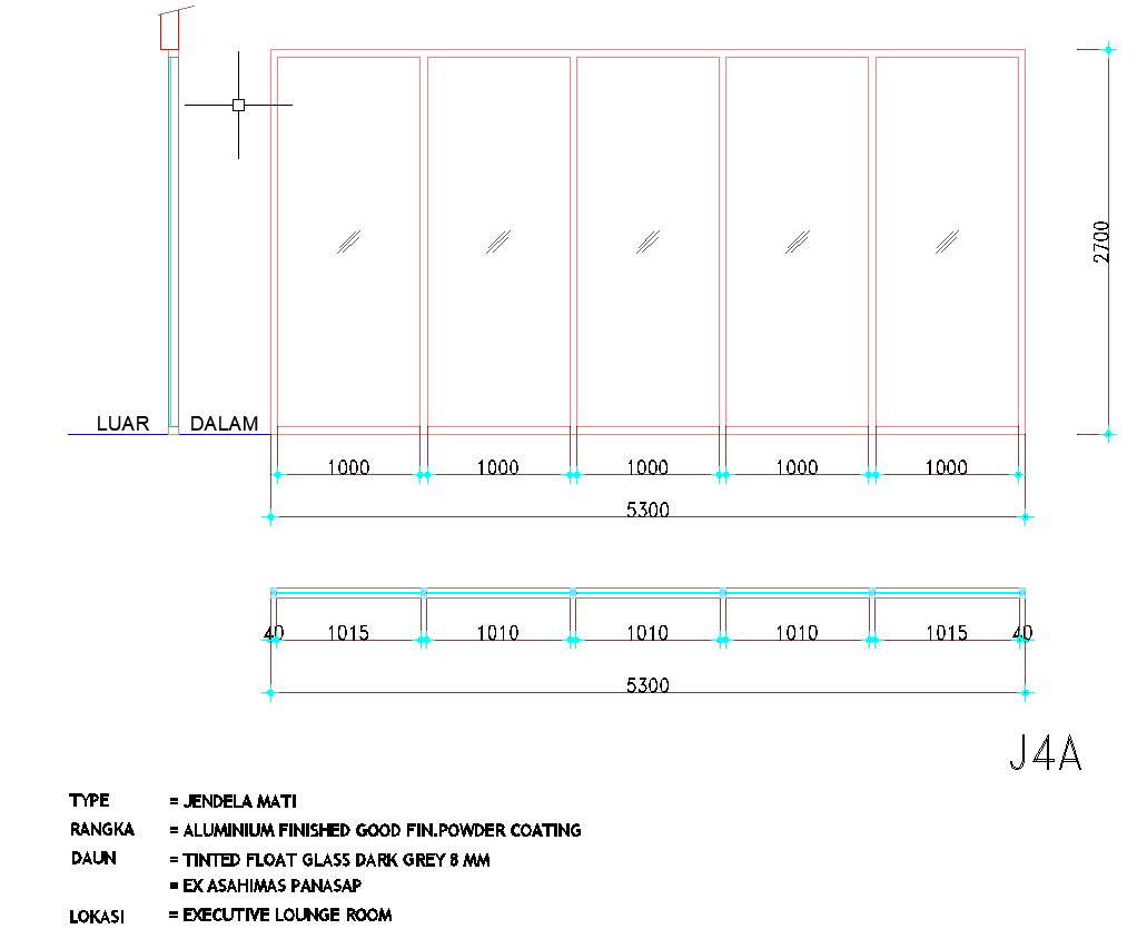 5300×2700 sized window design is given in AutoCAD drawing, CAD file ...