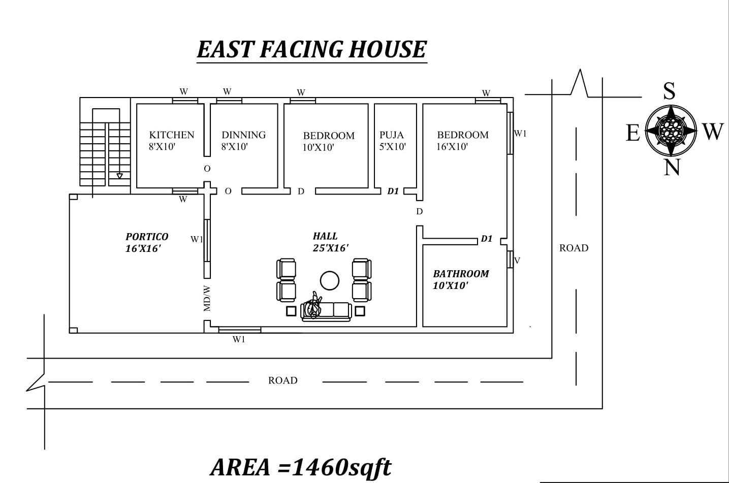 53'x28' The Perfect 2bhk East Facing House Plan As Per Vastu Shastra 