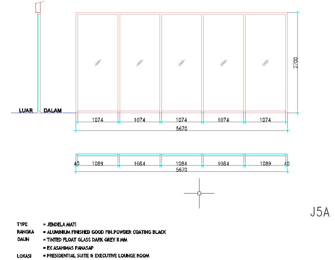 5670×2700 sized section window design is given in AutoCAD drawing, CAD ...