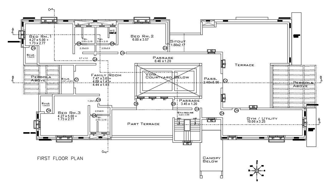 57x23m First Floor Luxury Villa Plan Is Given In This Autocad Drawing Model Download Now Cadbull