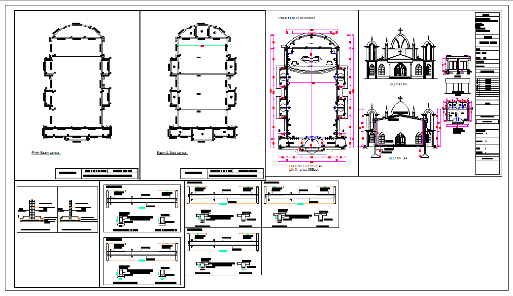 Church Plan DWG file - Cadbull