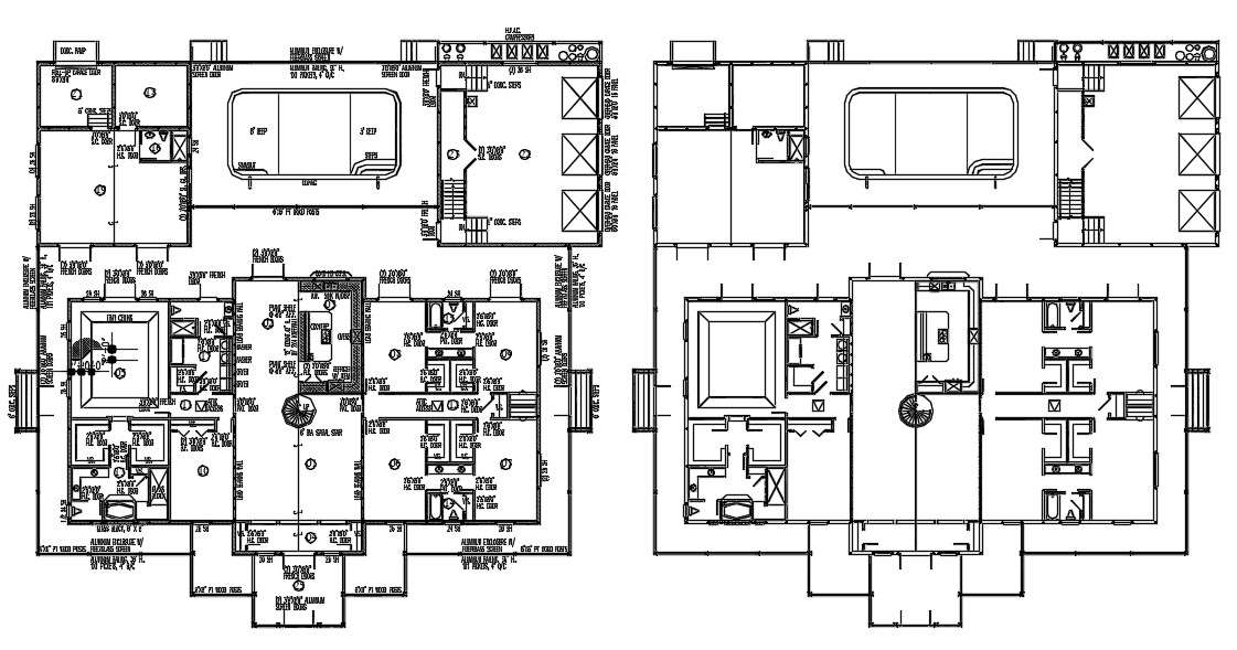 5 BHK House Layout Plan With Swimming Pool CAD Drawing - Cadbull