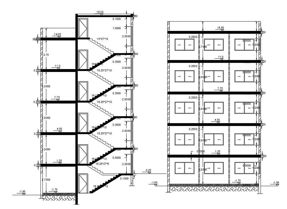 Storey Apartment Building Elevation Design Autocad File Cadbull