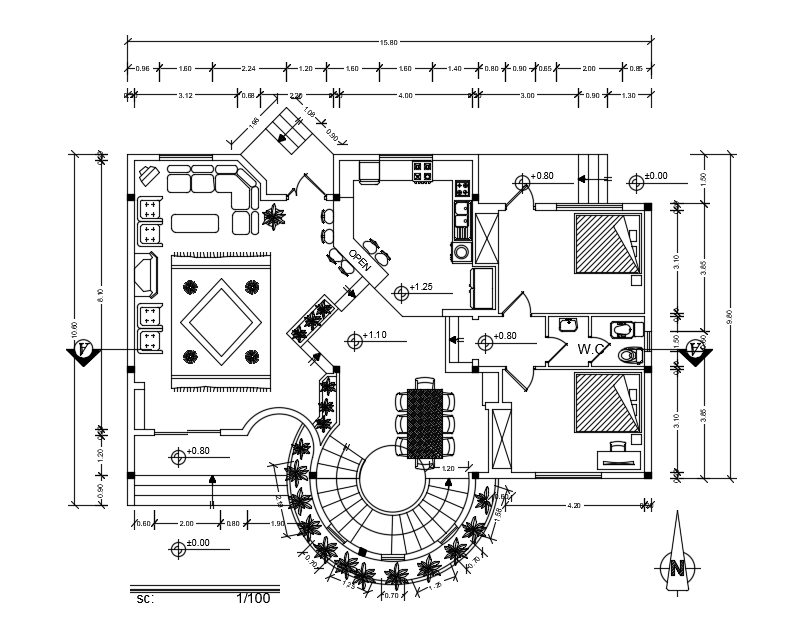 5bhk Villa House Plan Ground Floor Layout Is Given In This Cad Drawing ...