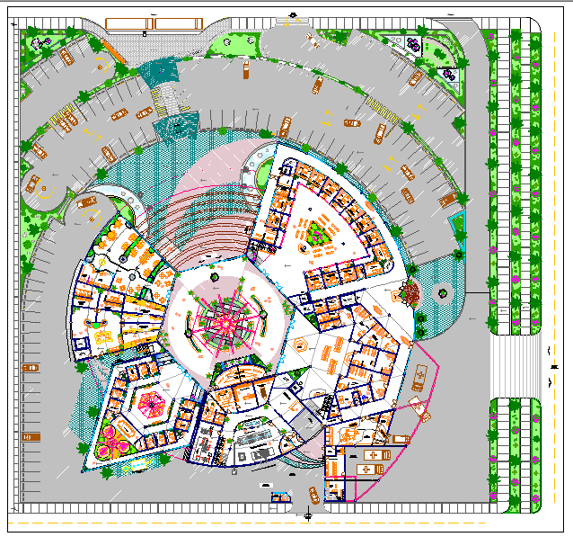 Circular Plan For Medical Centre - Cadbull