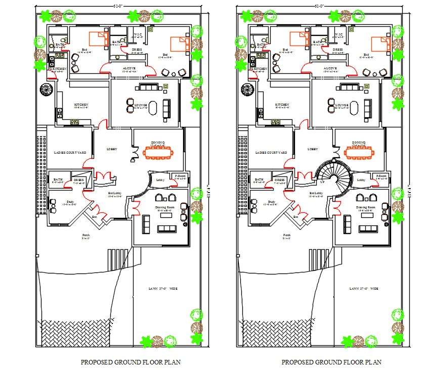60 X 90 Architecture House Plan Dwg File Cadbull