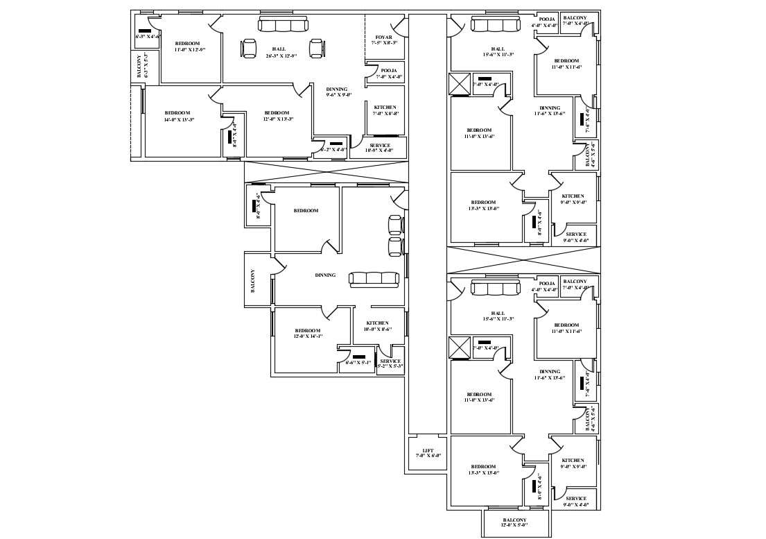 Apartment Plan With Detail Dimension In Autocad Cadbull | My XXX Hot Girl