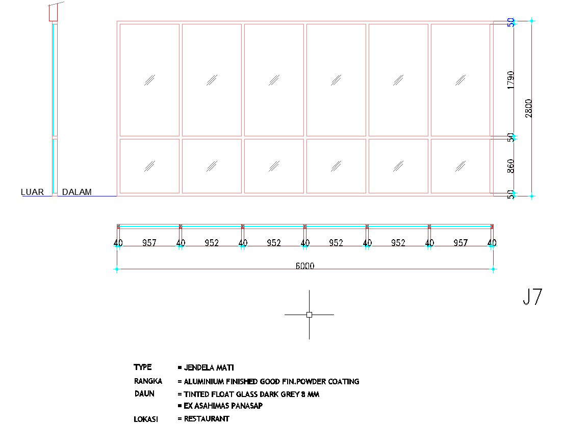 6000×2800 sized section window design is given in AutoCAD drawing, CAD ...