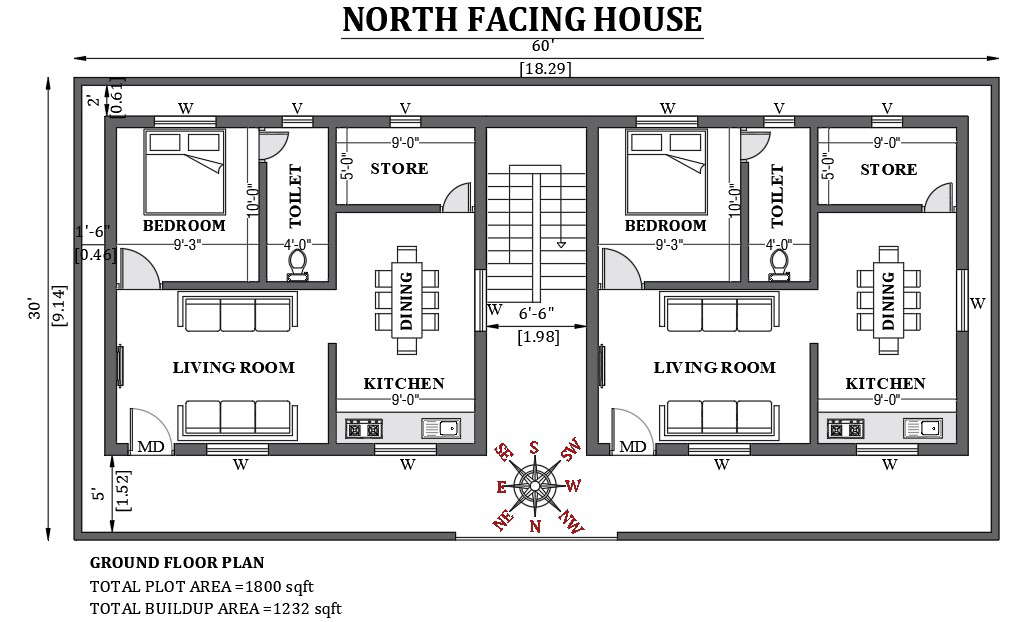 60x30 Free Low Rise Residential Building Plan As Per Vastu Shastra Is Given In This Free