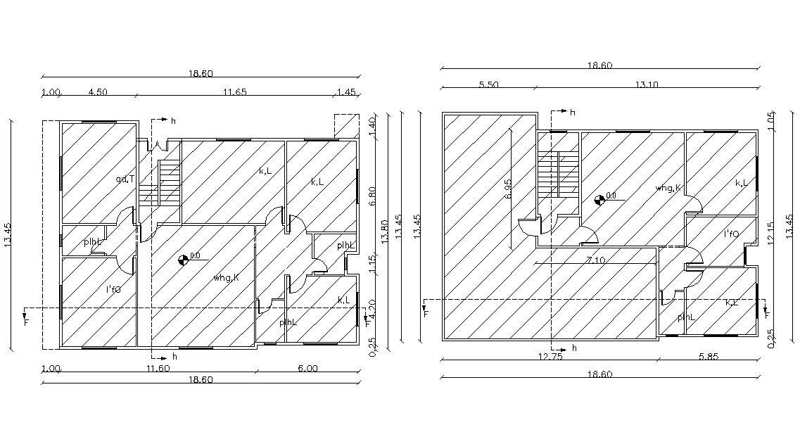 60' X 45' FT (2700 SQ FT) Duplex Apartment Architecture CAD Drawing ...