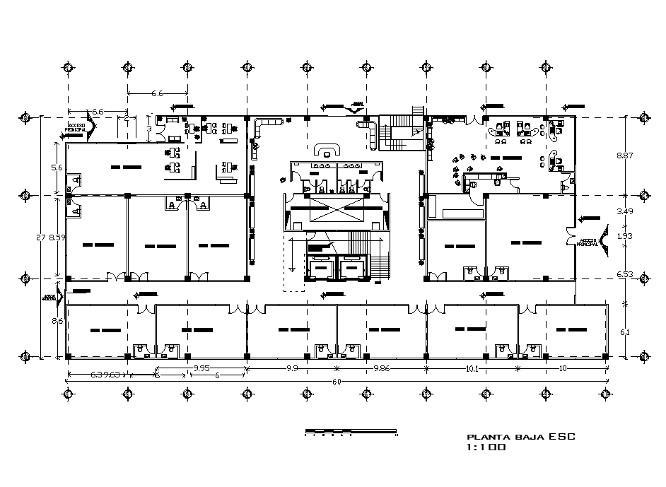 60x40m Architecture First Floor Office Plan Is Given In This Autocad 