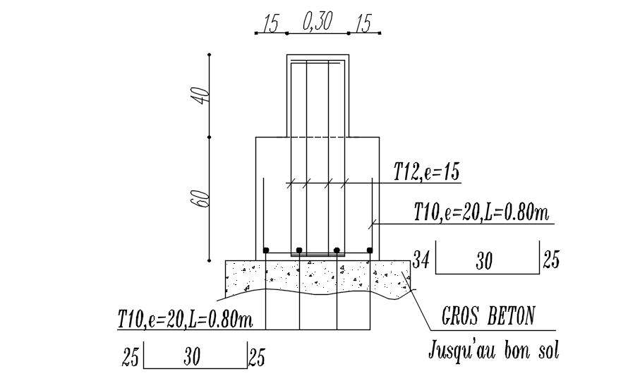 60x60cm column reinforcement details in AutoCAD 2D drawing, CAD file ...