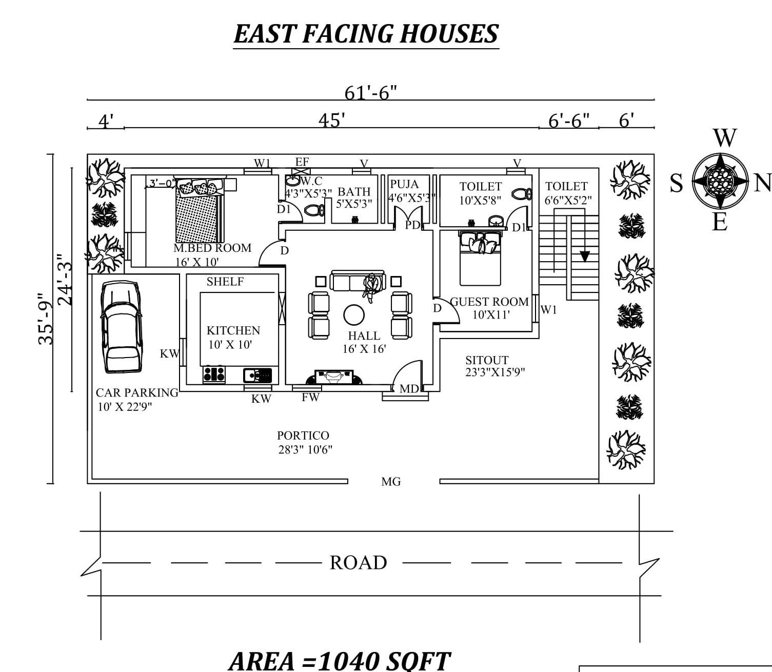 616x359 Awesome Fully Furnished 2bhk East Facing House Plan As Per Vastu Shastraautocad 5042