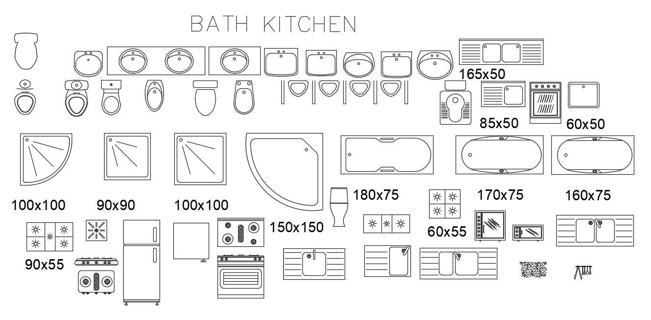 63’x106’ house plan of bathroom and kitchen details are given in this ...