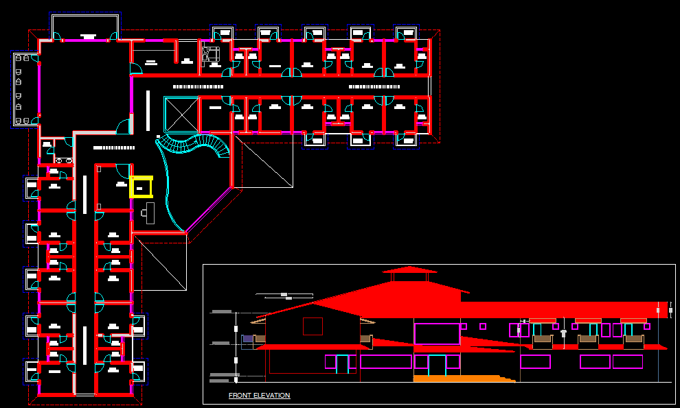 Club house design cad drawing is given in this cad file. Download this 2d  cad fie now. - Cadbull