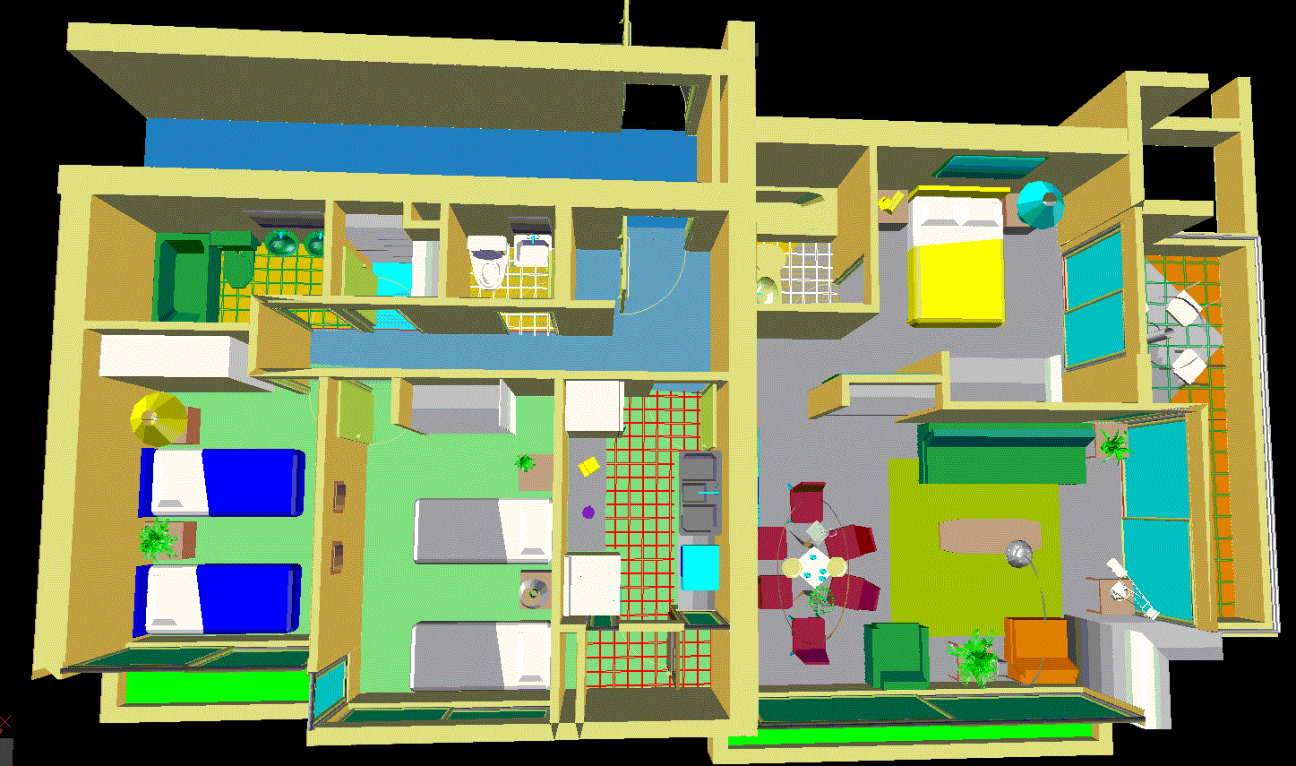 3d House Plan Given In This Cad File Download This Cad File Now Cadbull