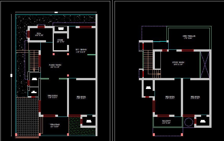 Modern house plan cad drawing is given in this cad file. Download this ...