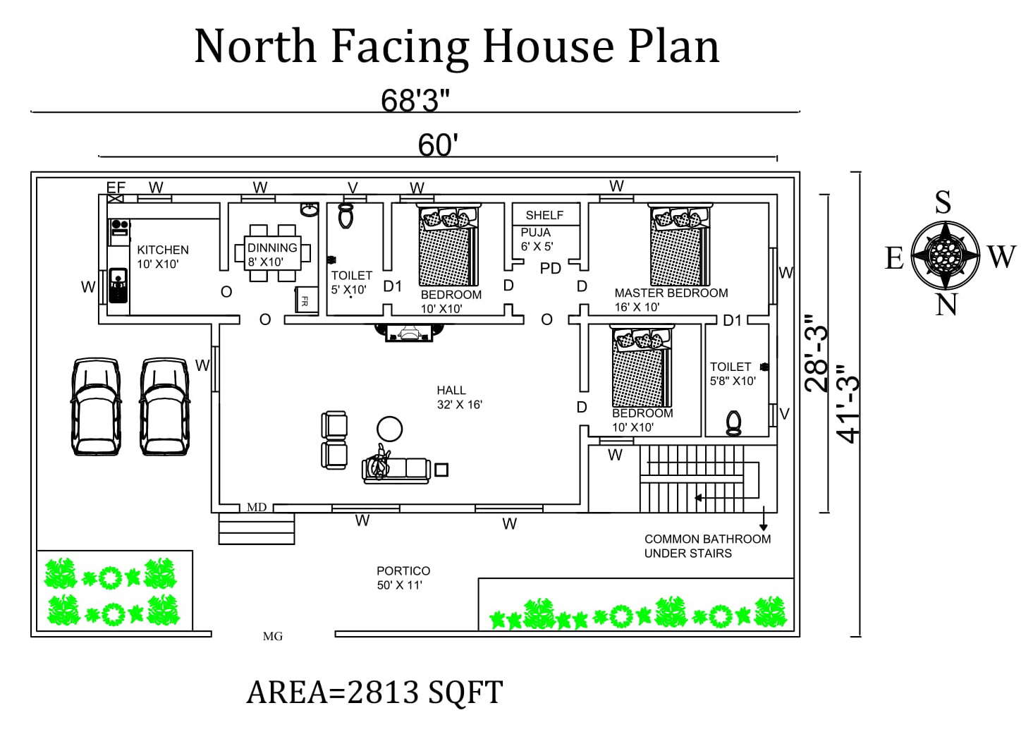 68-x41-splendid-fully-furnished-3bhk-north-facing-house-plan-as-per-vasthu-shastra-autocad