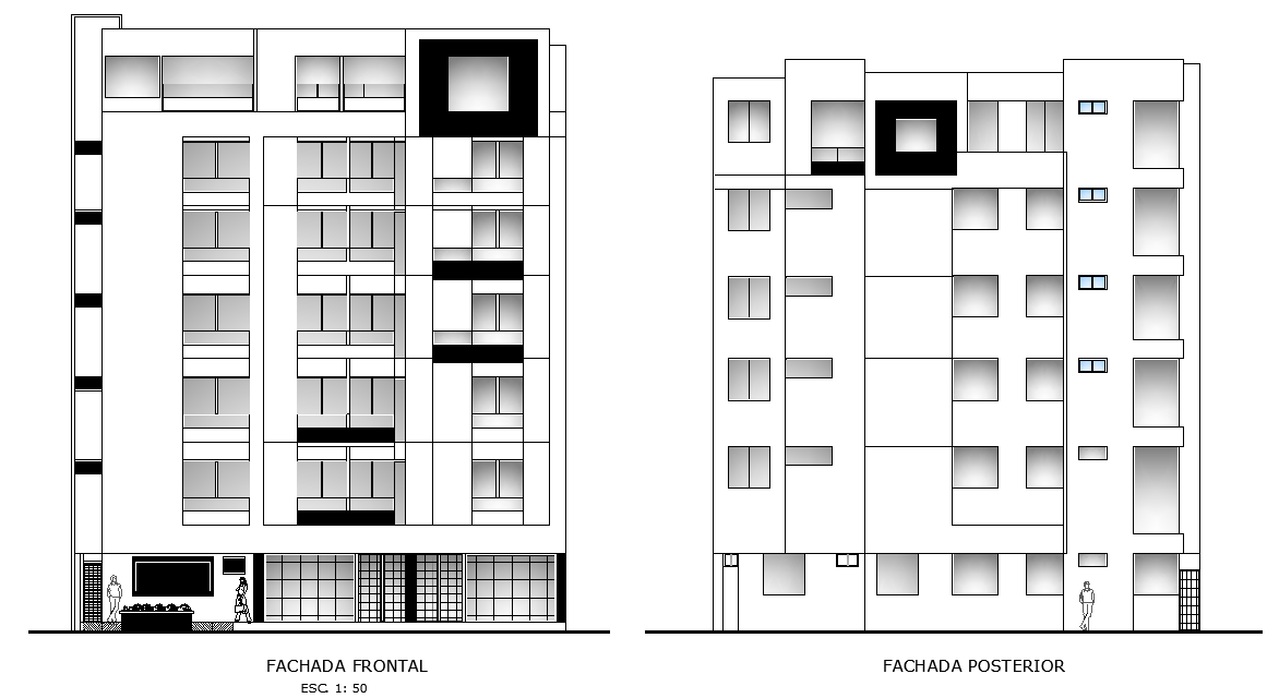 6 Story Apartment Building Elevation Design Download Dwg File Cadbull 