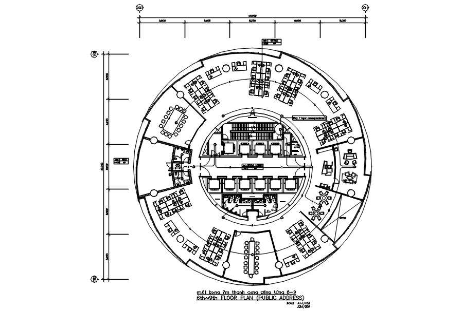 6th-9th floor plan of public address in detail AutoCAD drawing, dwg ...