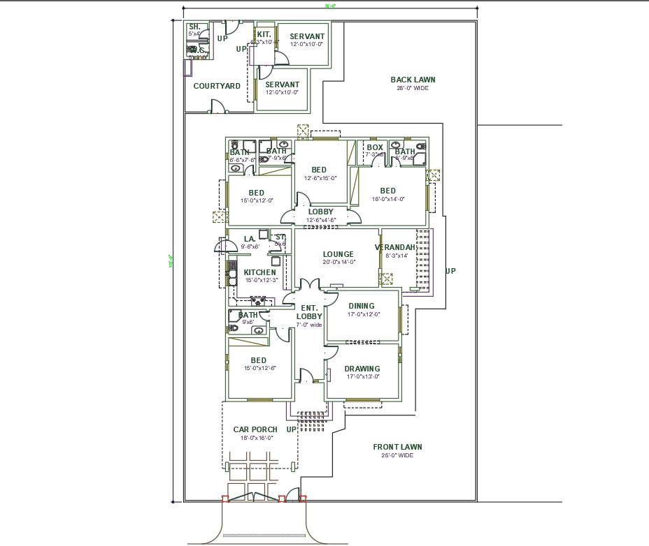 70'X115' 3bedroom Luxury Ground floor House plan AutoCAD DWG file ...