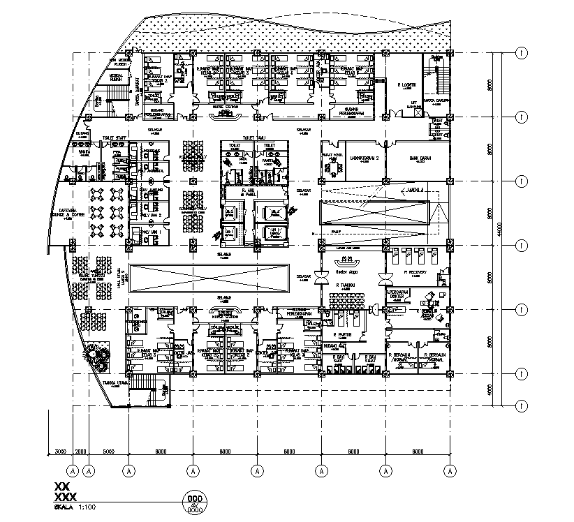 70x110m mother & child hospital second floor plan is given in this ...