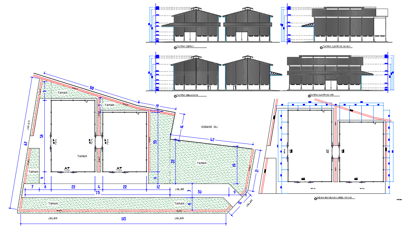 72'X118' Agricultural Storage Floor Plan & Elevation in AutoCAD DWG ...