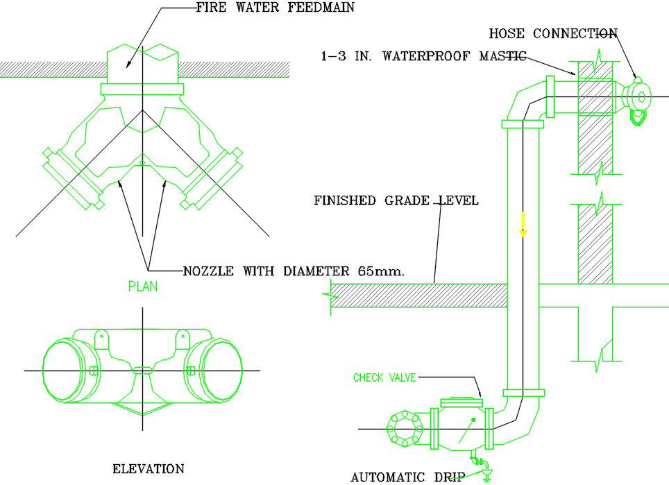 72x35m Restaurant Building Fire Department Connection Detail Drawing Cadbull 6371