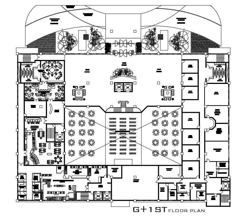 72x52m second floor hotel plan is given in this is AutoCAD drawing ...