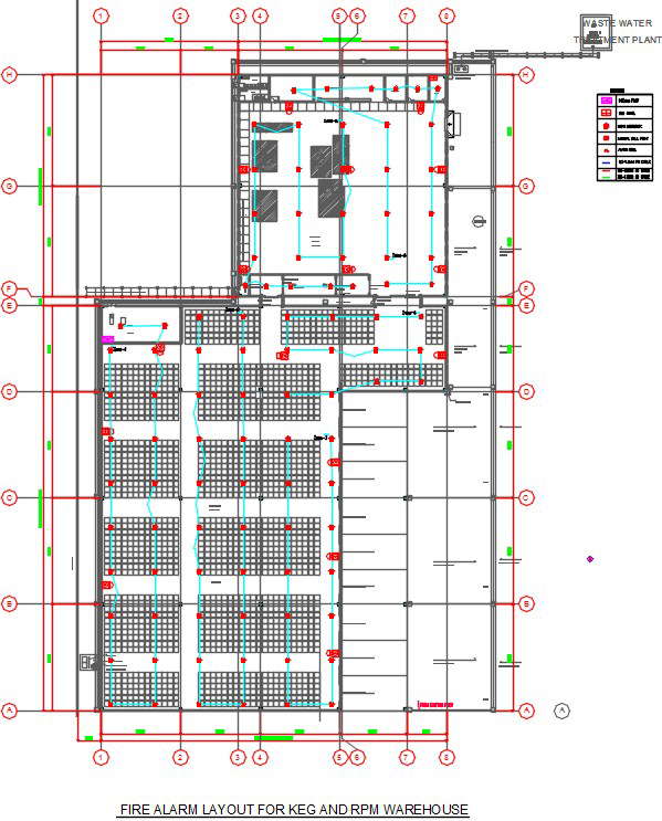 78x144m warehouse fire alarm layout drawing - Cadbull