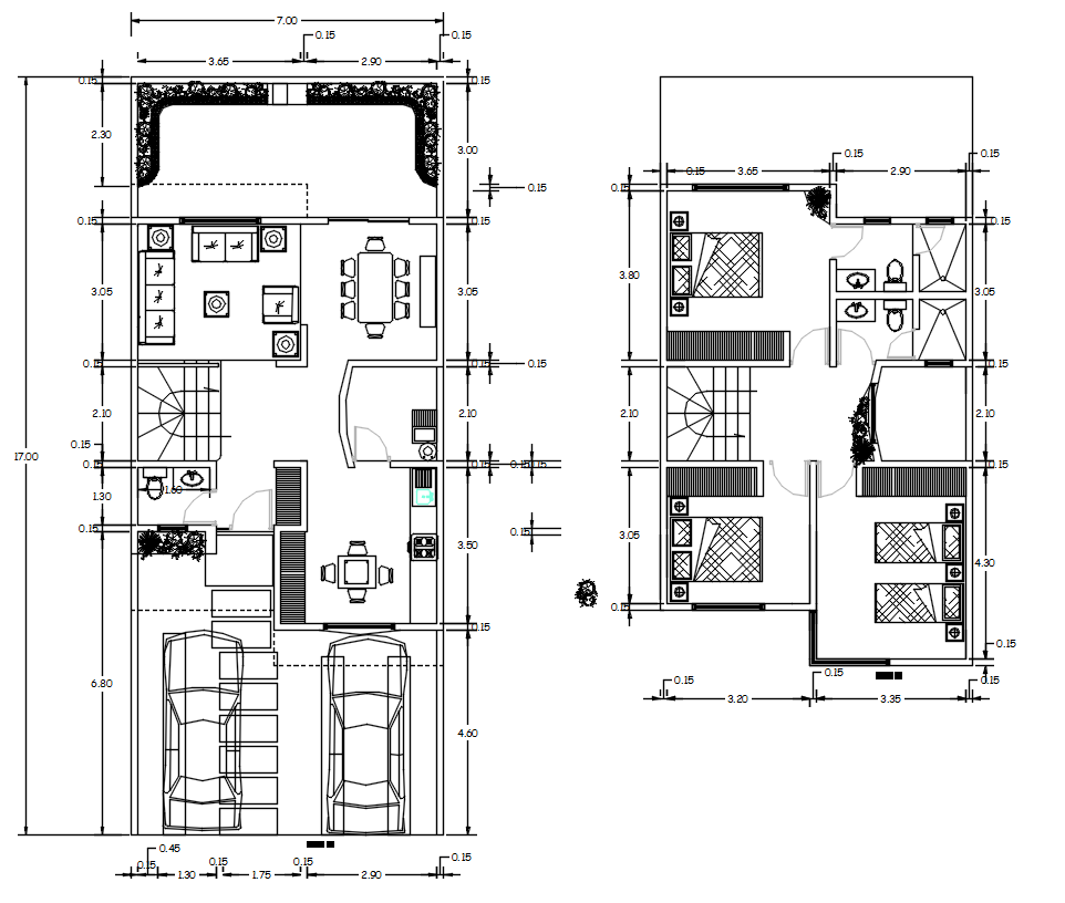 Autocad House Ground And First Floor Plan Dwg File Cadbull Images And Photos Finder