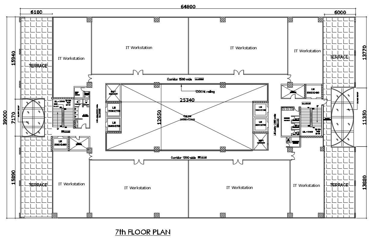 7th floor plan of IT workstation in AutoCAD 2D drawing, dwg file, CAD ...