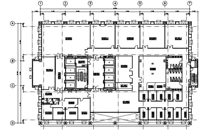 7th floor plan of the hospital building is given in the autocad 2D ...