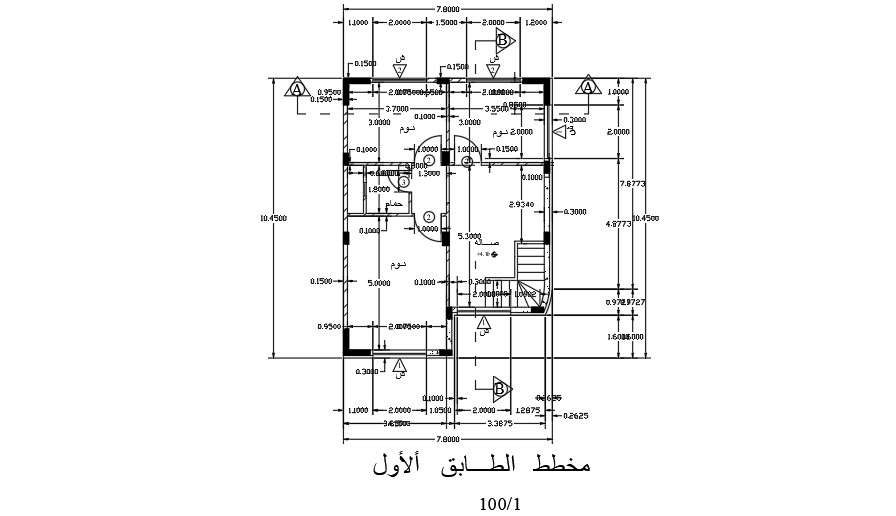 7x10-meter-house-center-line-plan-autocad-file-cadbull