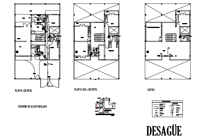 7x10m house building water line layout AutoCAD drawing is given in this ...