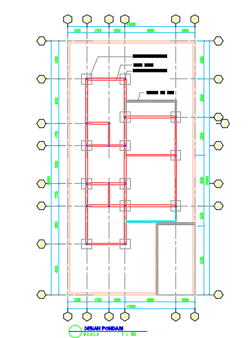 7x13m residential home plan foundation layout AutoCAD 2D DWG drawing ...