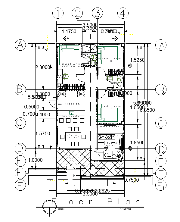 7x13m residential house plan is given in this AutoCAD drawing model ...