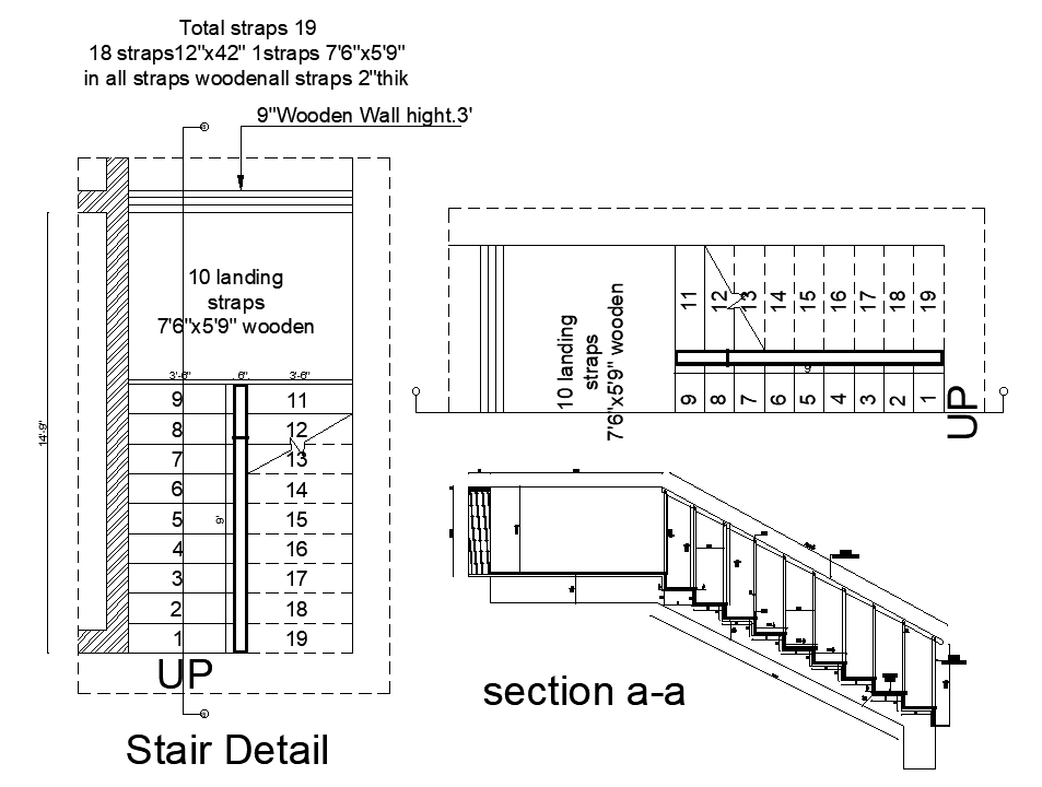 7’x15’ staircase plan is given in this AutoCAD drawing file. Download ...