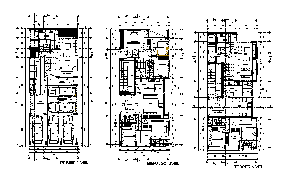 7x20m residential building plan is given in this Autocad drawing file ...