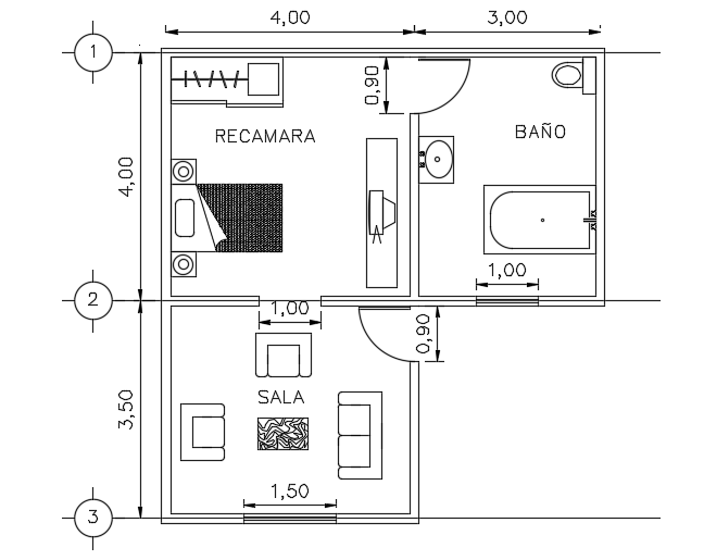 7x7m simple guest house plan 2D drawing is given in this file - Cadbull