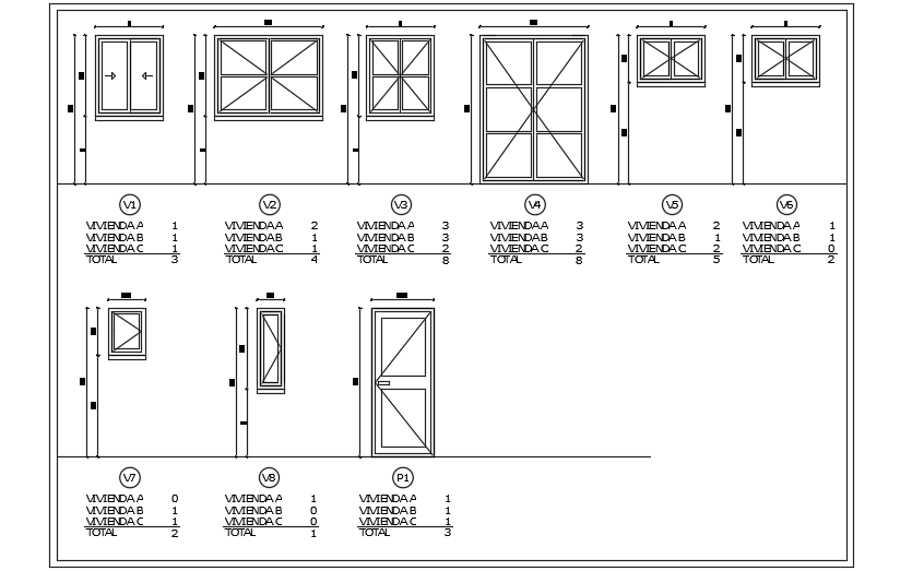 7x9m house plan door, window, and ventilation cad drawings are given in ...