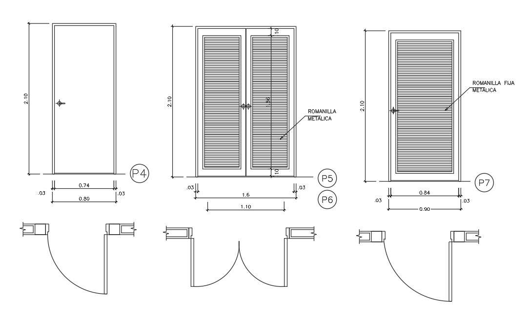 800x2100mm door plan is given in this AutoCAD drawing model.Download ...