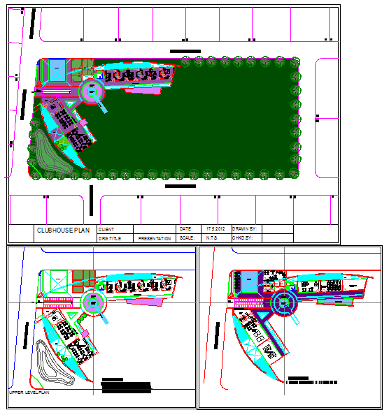 Club House detail plan - Cadbull