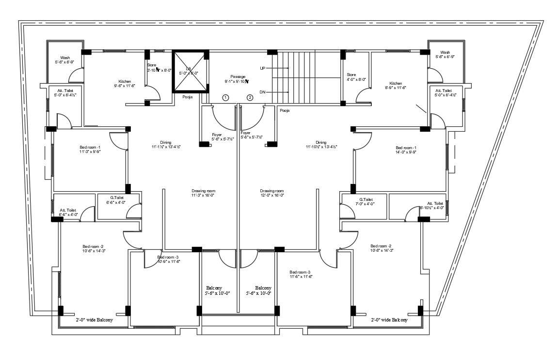 81’x45’ apartment plan is given in this Autocad drawing file. Download ...