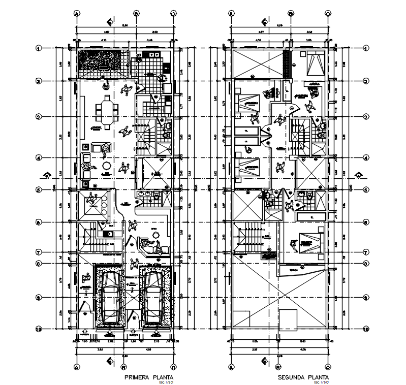 8X23 Meter 4 BHK House Ground Floor And First Floor Plan Drawing DWG ...