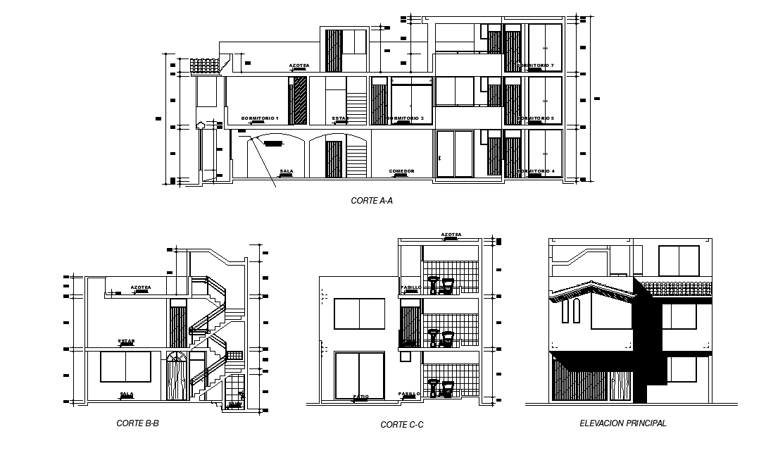 8m height of the two story house building is given in this Autocad ...