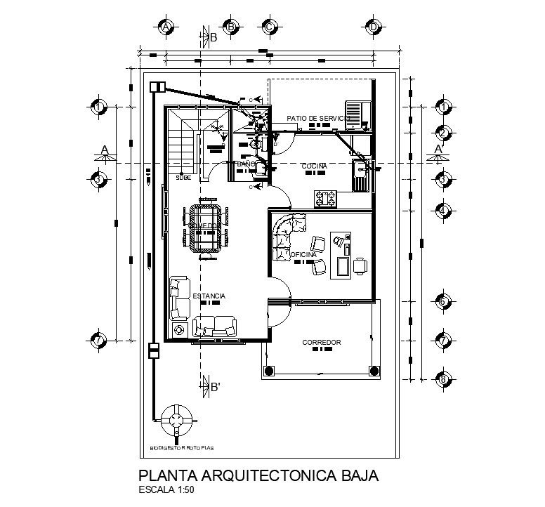 8x10m ground floor house plan is given in this AutoCAD drawing model ...