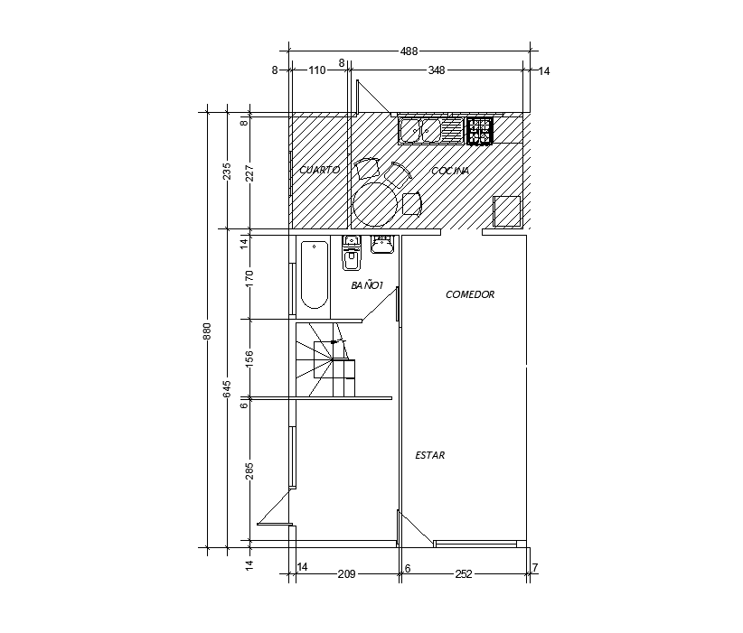 8x14m ground floor house plan is given in this Autocad drawing file ...